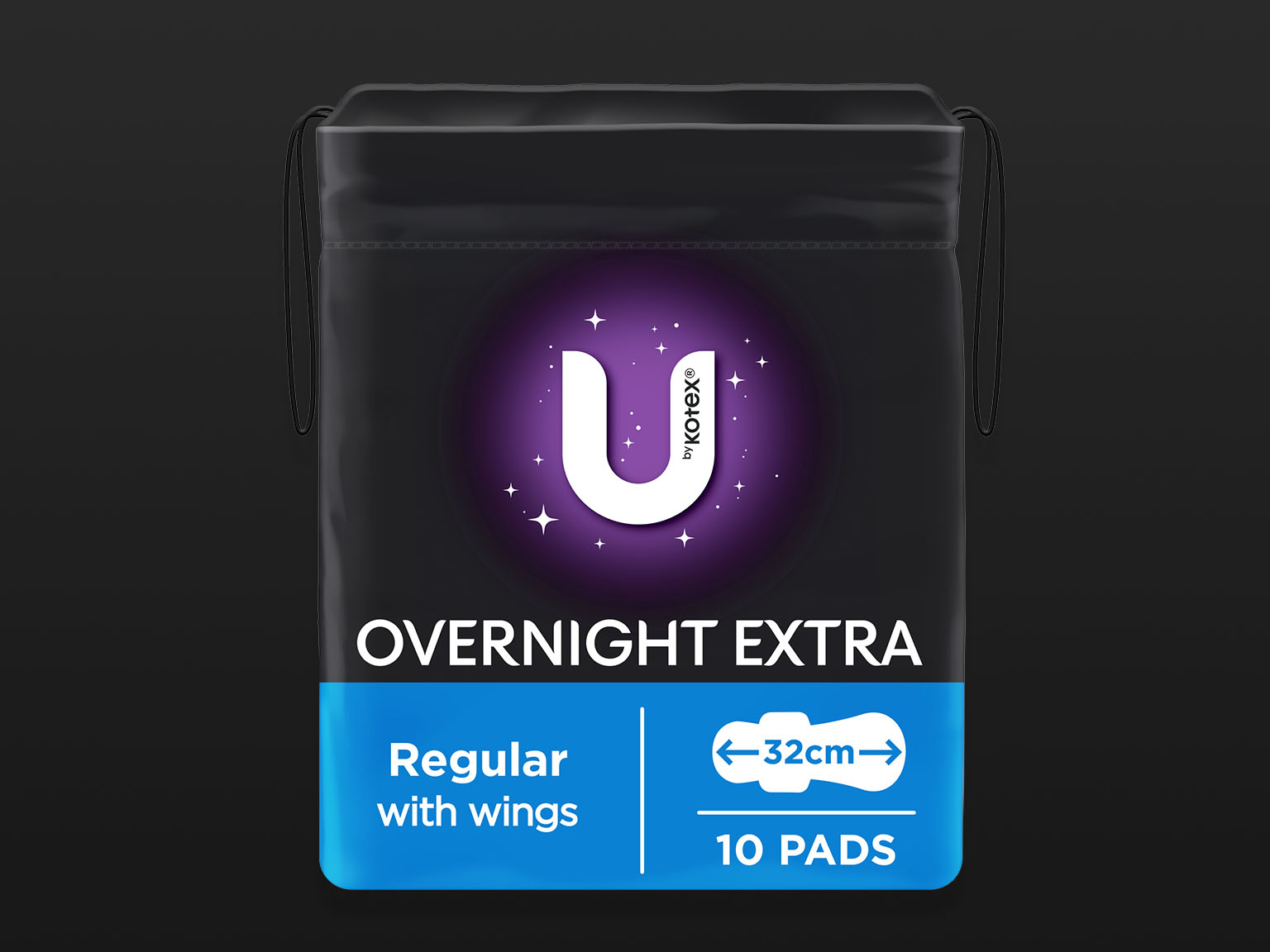 U by Kotex® Overnight Extra regular pads with wings